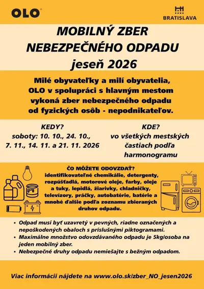 Mobilný zber nebezpečného odpadu v Lamači