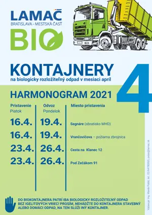 Harmonogram kontajnerov na biologicky rozložiteľný odpad v apríli