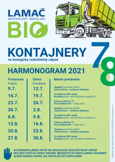 Harmonogram pristavovania kontajnerov  na biologicky rozložiteľný odpad