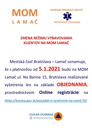 MOM Lamač  -  NOVINKA! ONLINE OBJEDNÁVANIE