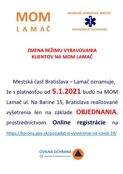 MOM Lamač - NOVINKA! ONLINE OBJEDNÁVANIE