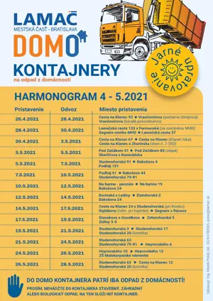 Harmonogram veľkokapacitných kontajnerov apríl - máj