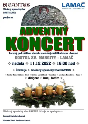 Pozývame vás na adventný koncert zboru Cantus (11.12.)