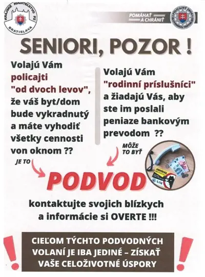 Seniori, pozor na podvodníkov!