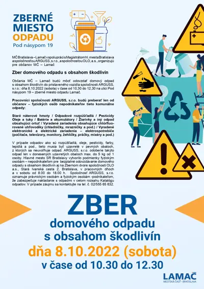 Zber domového odpadu s obsahom škodlivín (8.10.)