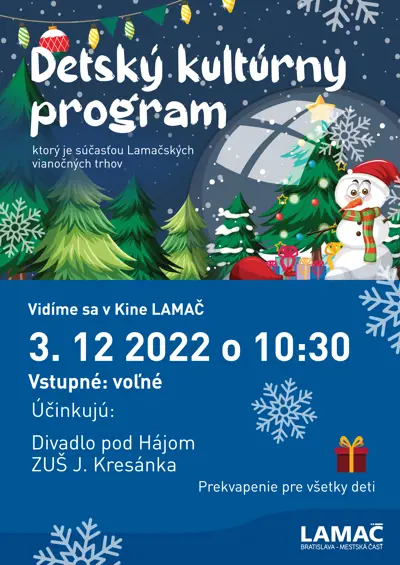 Pozývame vás na Detský kultúrny program (3.12.)