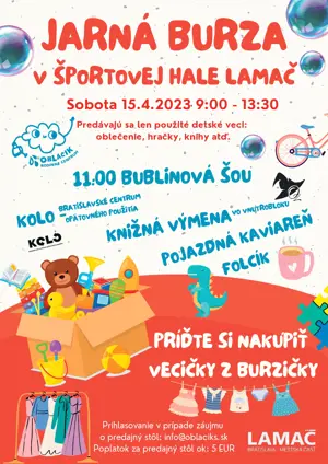 Pozývame vás na Jarnú burzu v Športovej hale Lamač (15.4.)