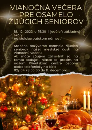 Večera pre osamelo žijúcich seniorov (18.12.)