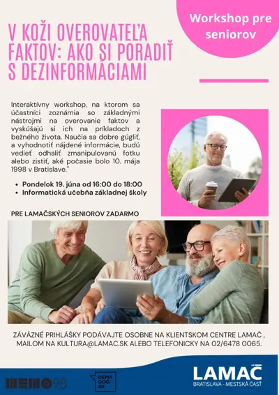 Workshop pre seniorov: V koži overovateľa faktov: Ako si poradiť s dezinformáciami