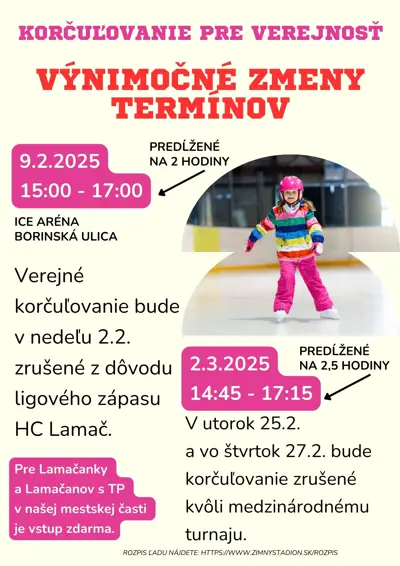 Zmena termínu verejného korčuľovania