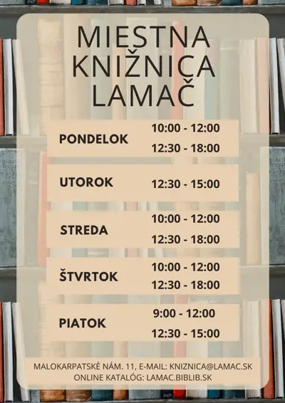 Nové otváracie hodiny v Miestnej knižnici Lamač 