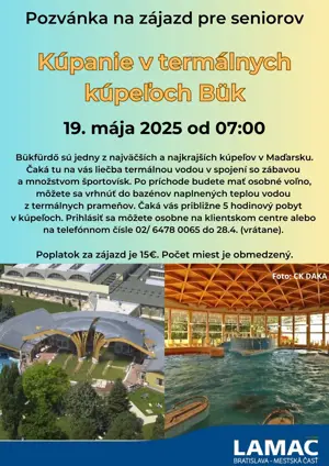 Zájazd pre seniorov: Termálne kúpele Bük