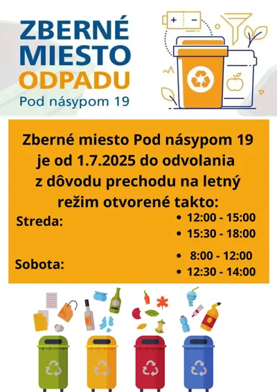 Prevádzka Zberného miesta Pod násypom 19 počas leta