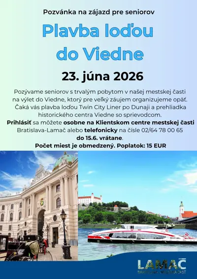 Zájazd pre seniorov - loďou do Viedne